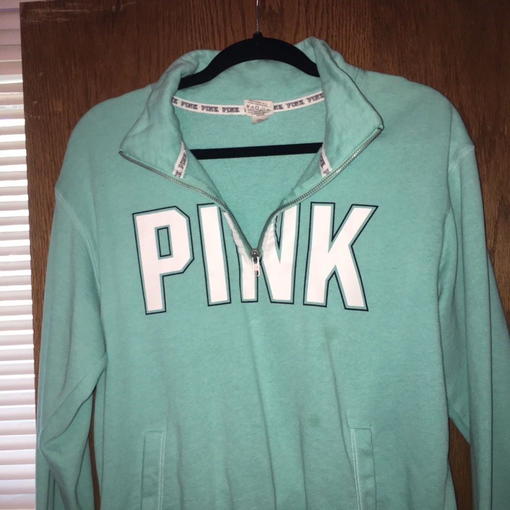 teal PINK quarter zip